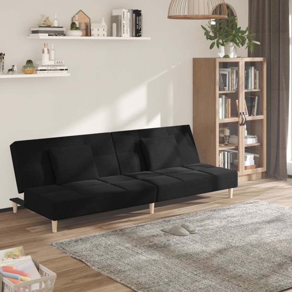 vidaXL 2-Seater Sofa Bed with 2 Pillows Fabric Light Grey