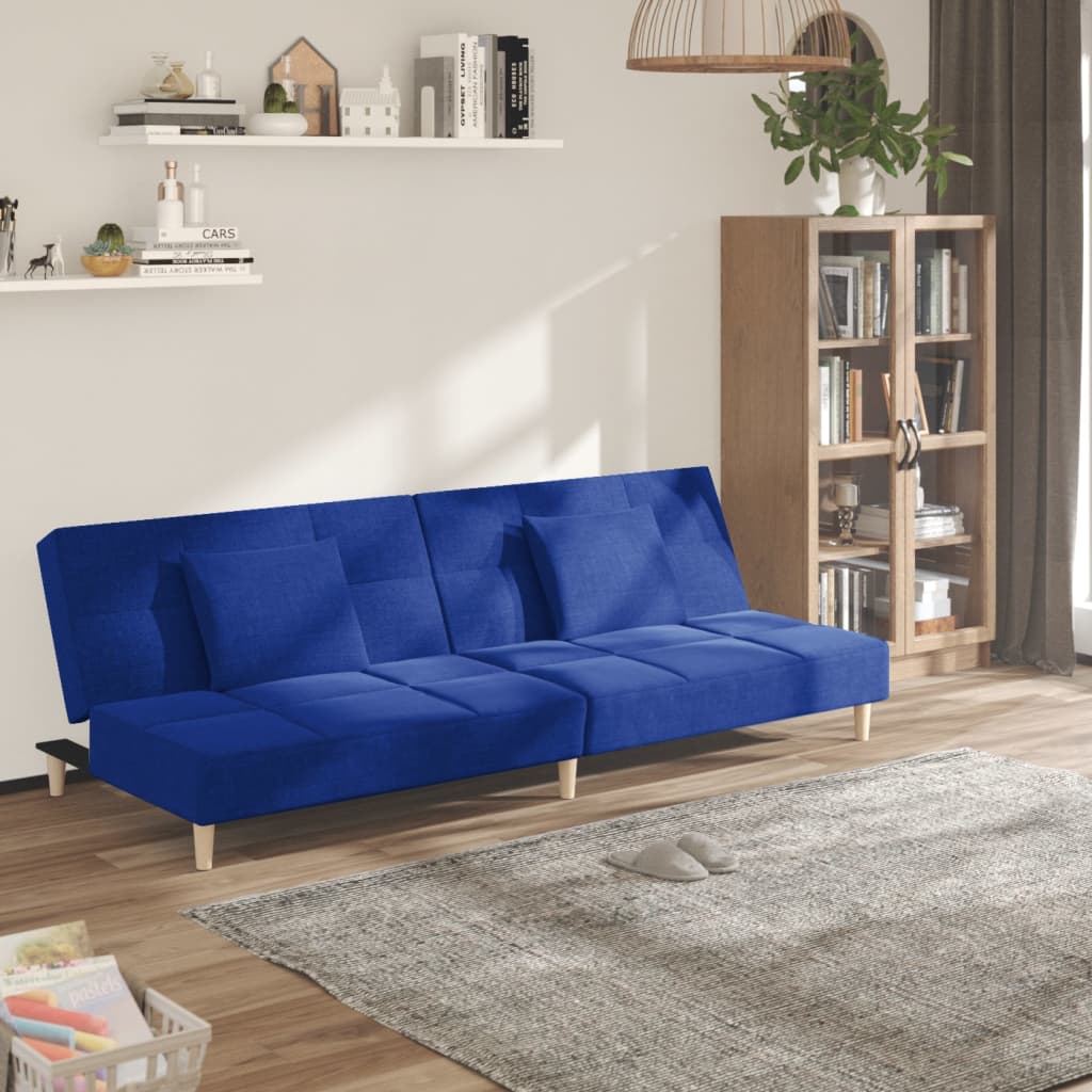 vidaXL 2-Seater Sofa Bed with 2 Pillows Fabric Light Grey