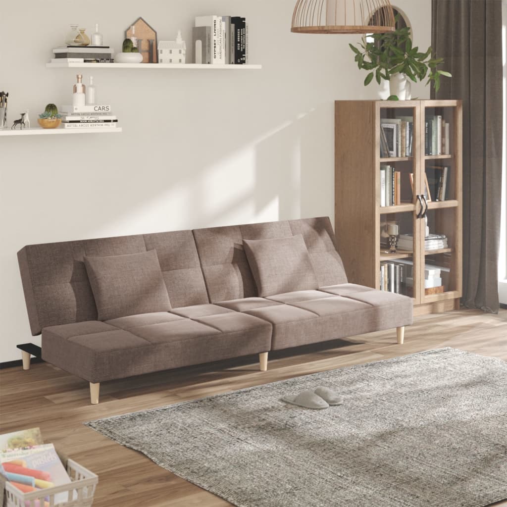 vidaXL 2-Seater Sofa Bed with 2 Pillows Fabric Light Grey