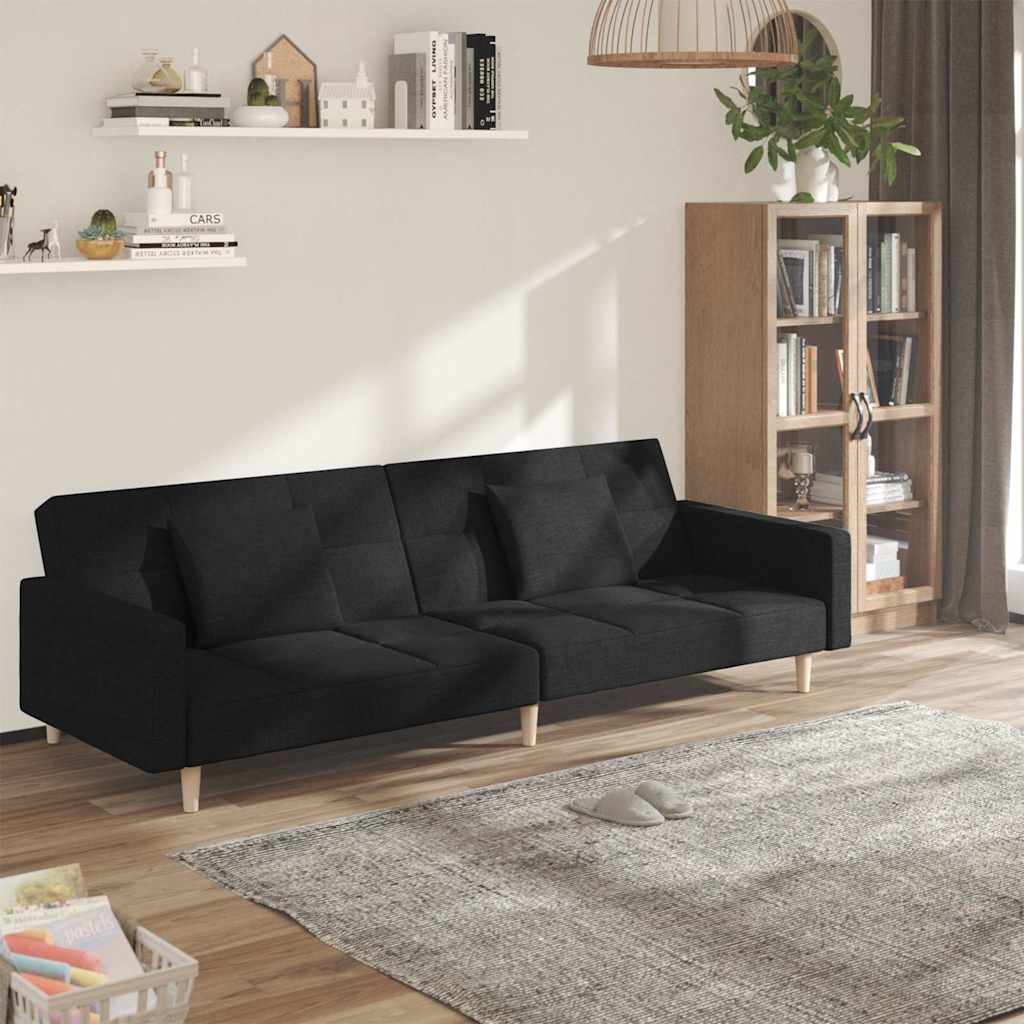 vidaXL 2-Seater Sofa Bed with 2 Pillows Fabric Light Grey
