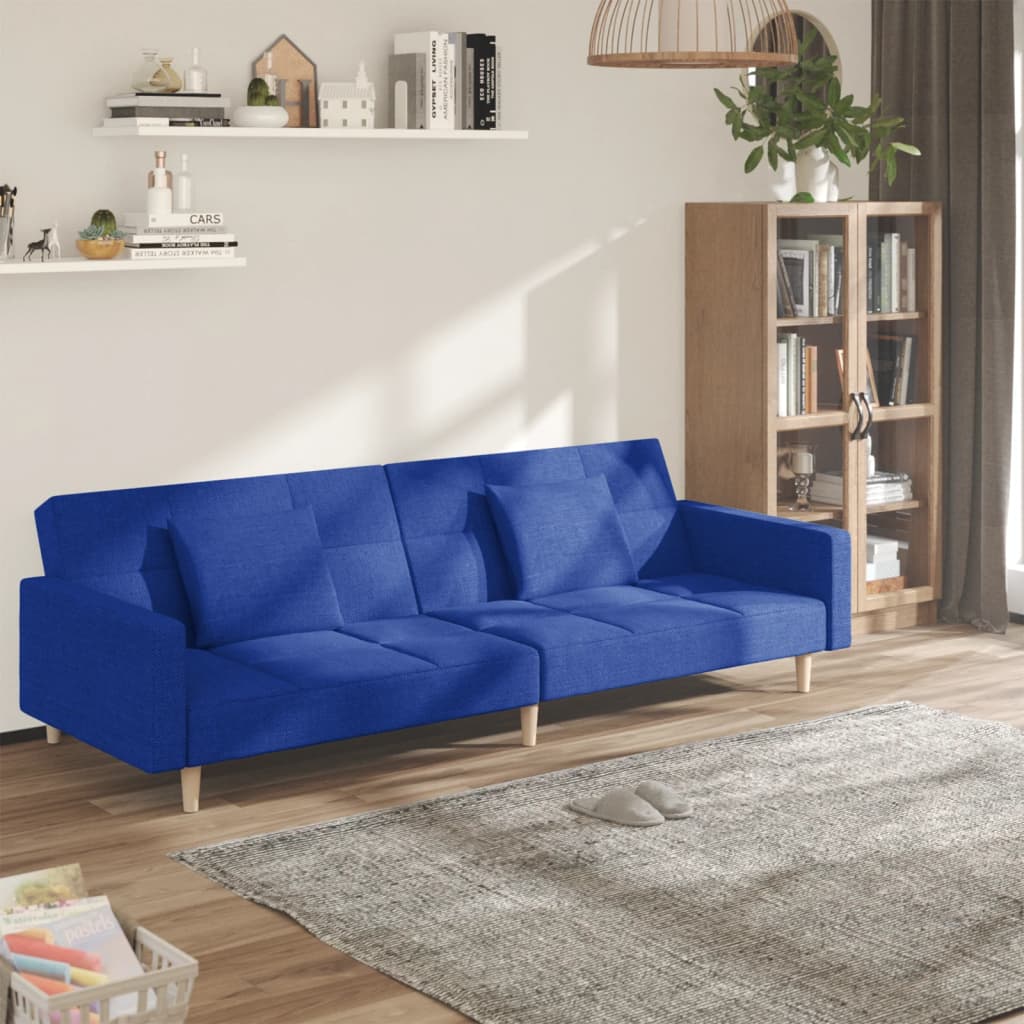 vidaXL 2-Seater Sofa Bed with 2 Pillows Fabric Light Grey