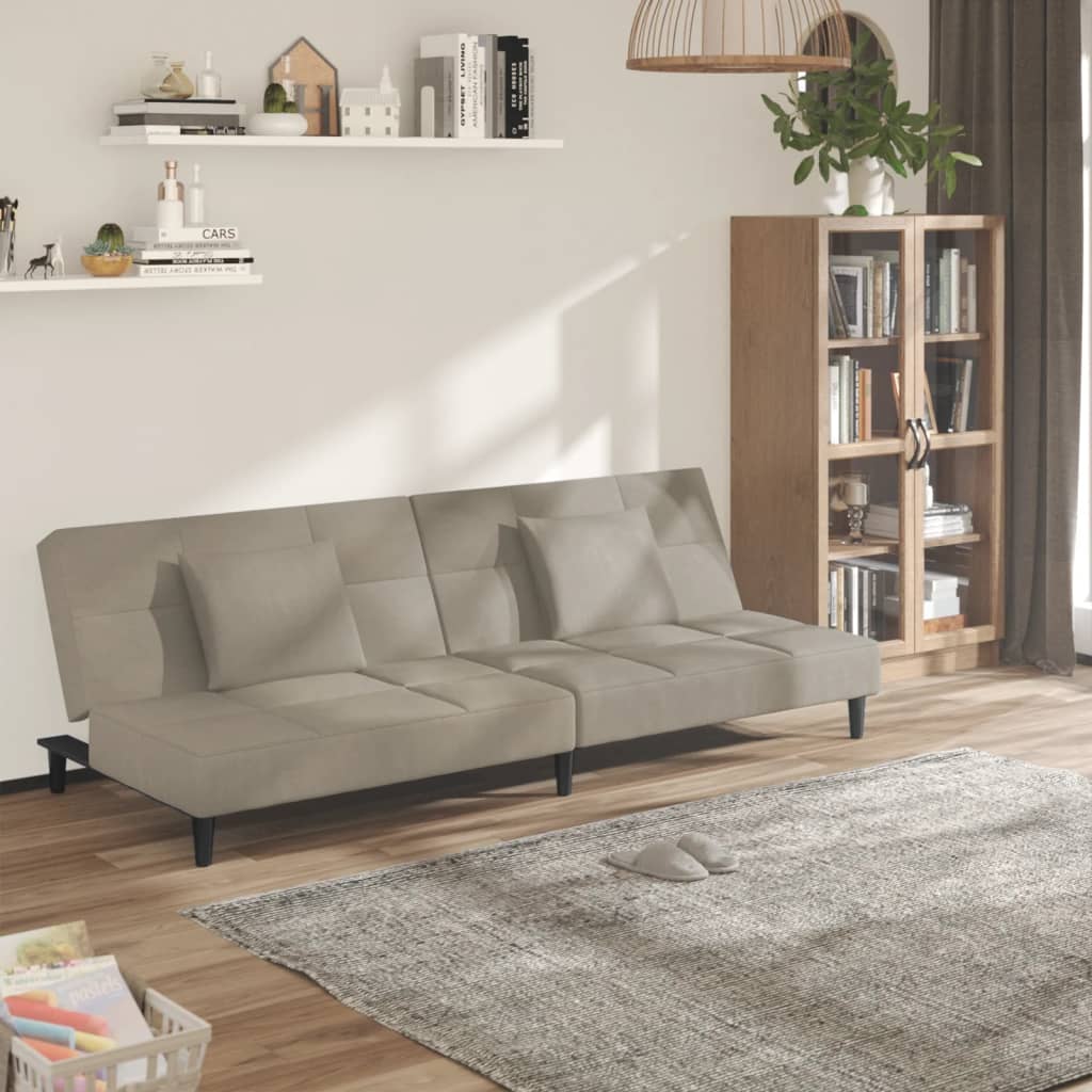 vidaXL Slaapbank 2-zits met 2 kussens fluweel blauw