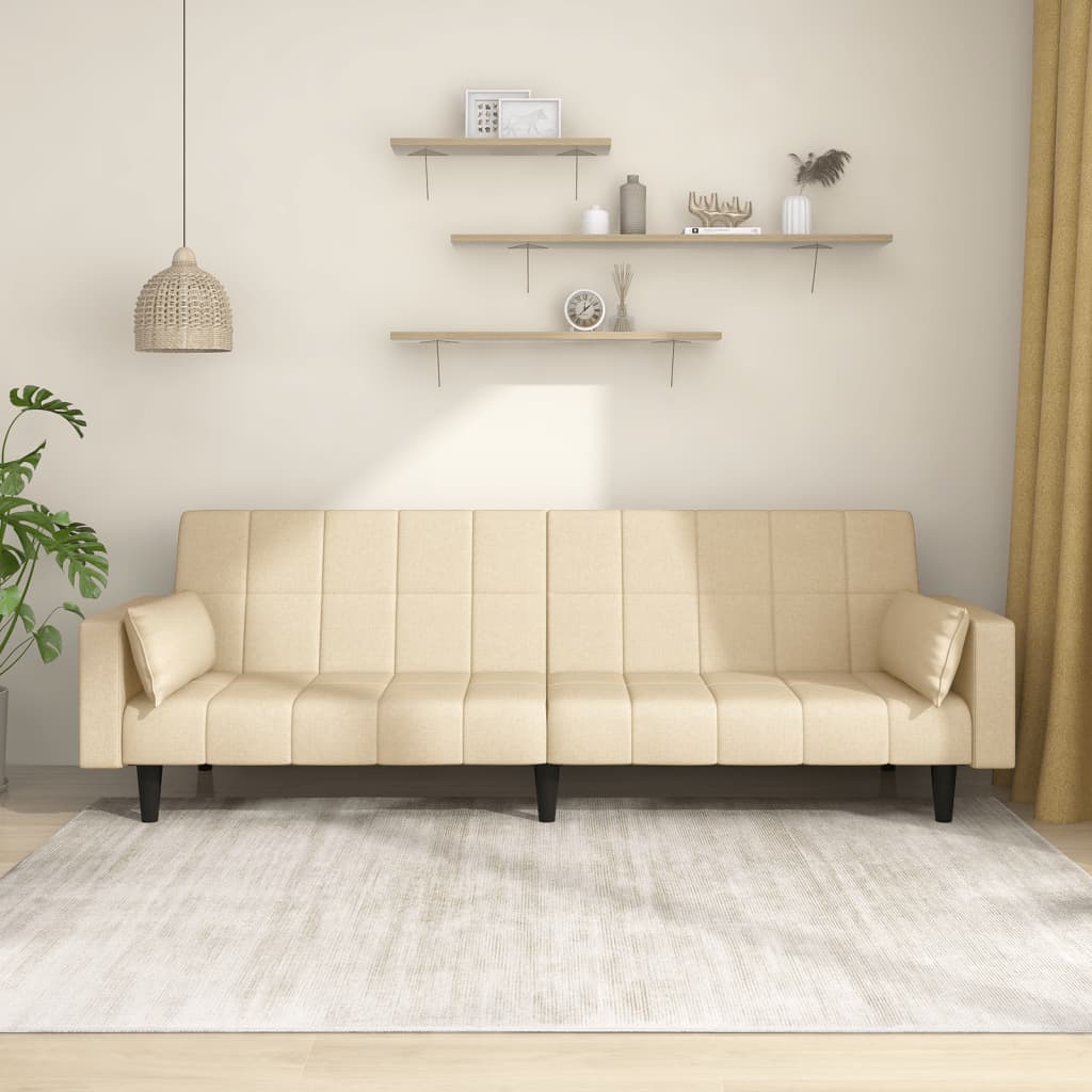 vidaXL 2-Seater Sofa Bed with 2 Pillows Fabric Light Grey