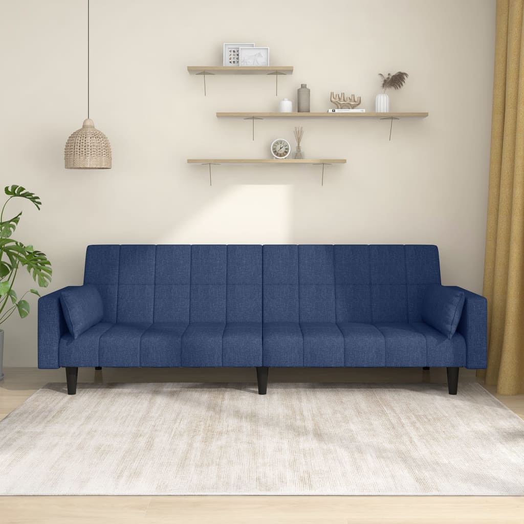 vidaXL 2-Seater Sofa Bed with 2 Pillows Fabric Light Grey