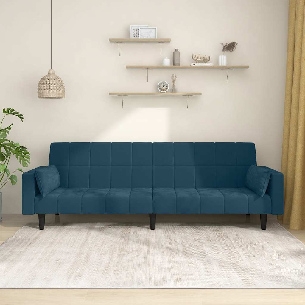 vidaXL Slaapbank 2-zits fluweel blauw