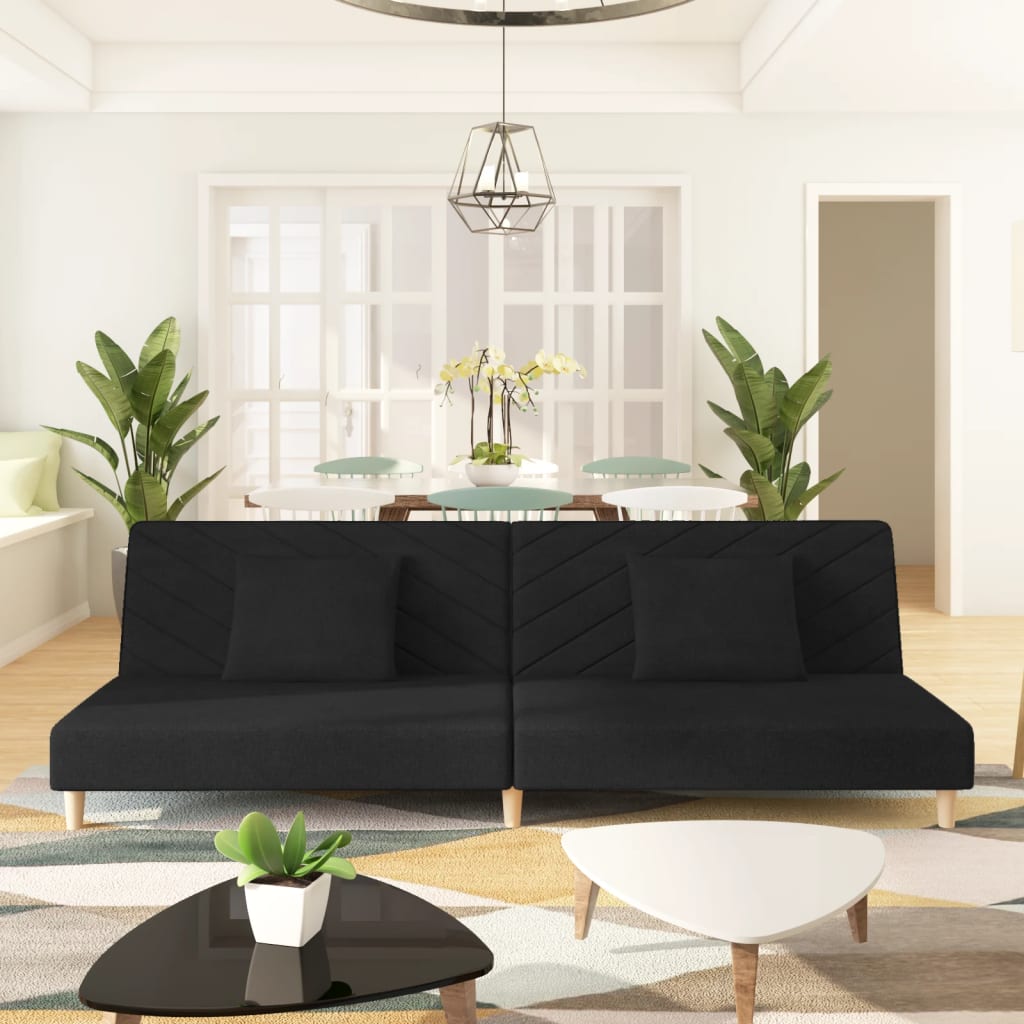 vidaXL 2-Seater Sofa Bed with 2 Pillows Fabric Light Grey