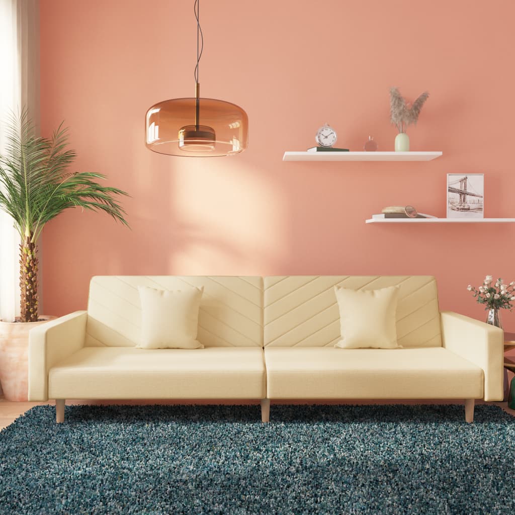 vidaXL 2-Seater Sofa Bed with 2 Pillows Fabric Light Grey