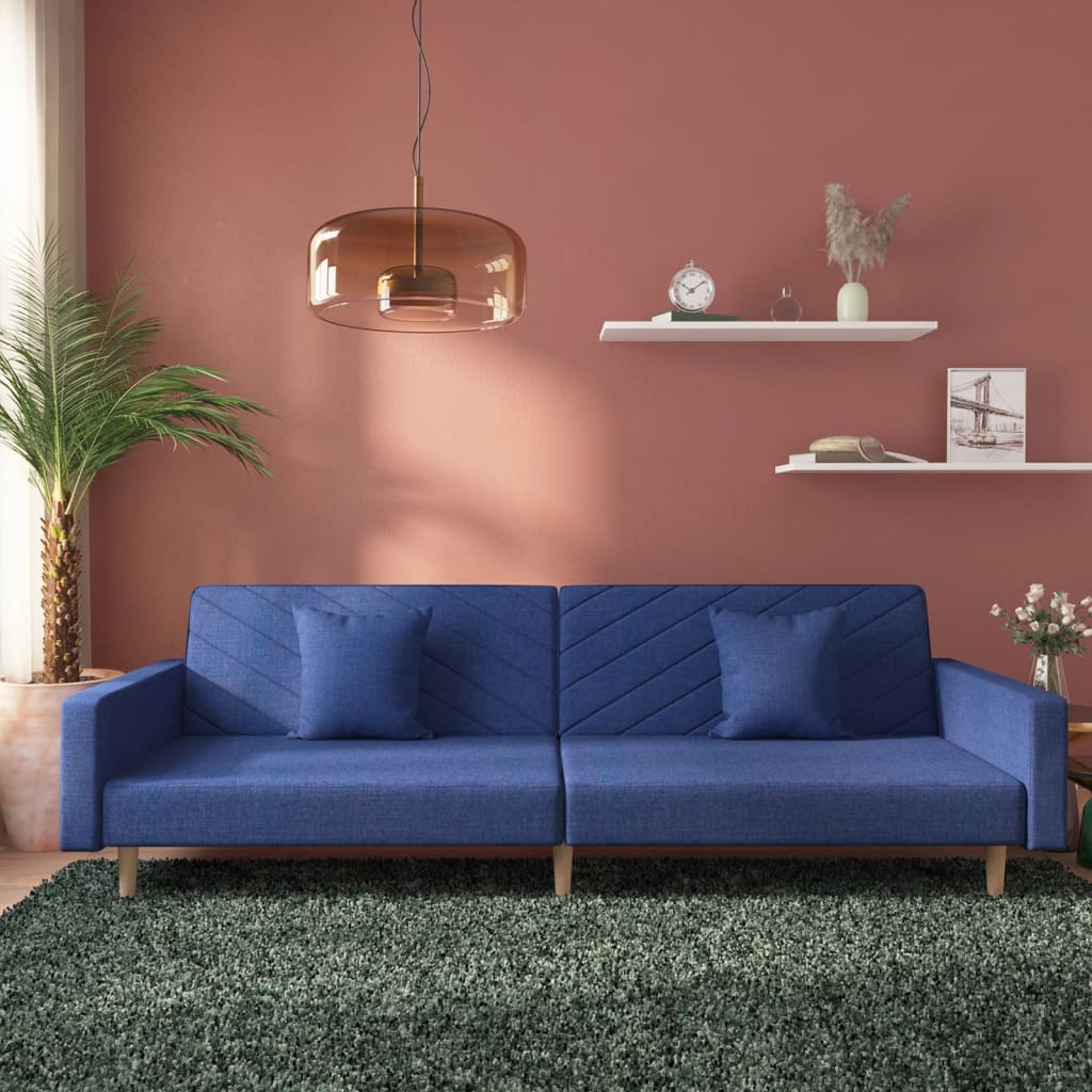 vidaXL 2-Seater Sofa Bed with 2 Pillows Fabric Light Grey