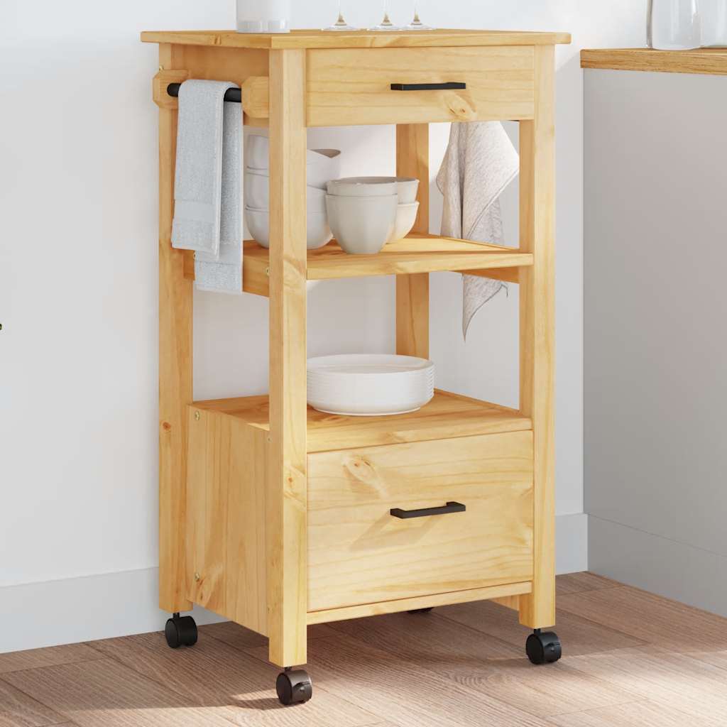 vidaXL Keukentrolley MONZA 48x40x88,5 cm massief grenenhout