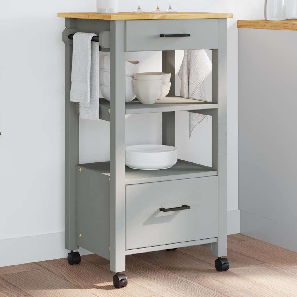 vidaXL Keukentrolley MONZA 48x40x88,5 cm massief grenenhout