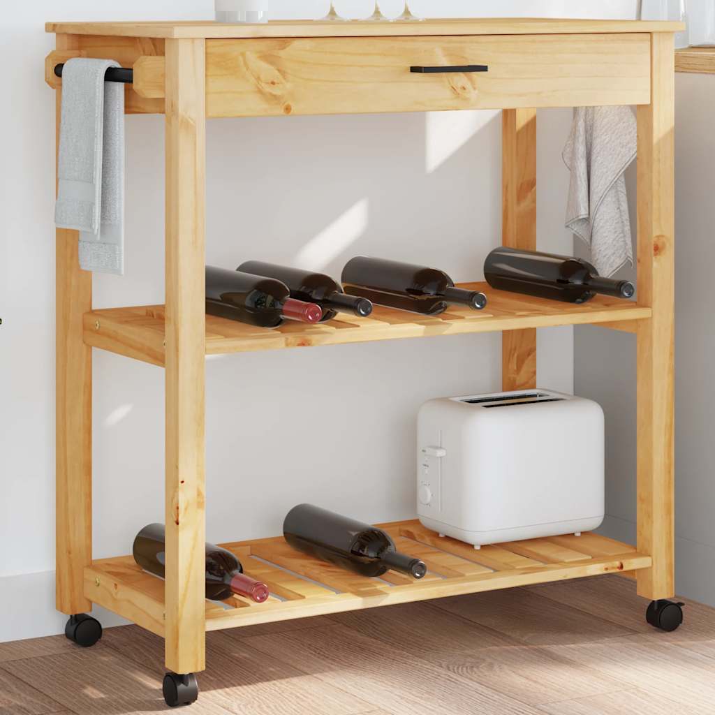 vidaXL Keukentrolley MONZA 48x40x88,5 cm massief grenenhout