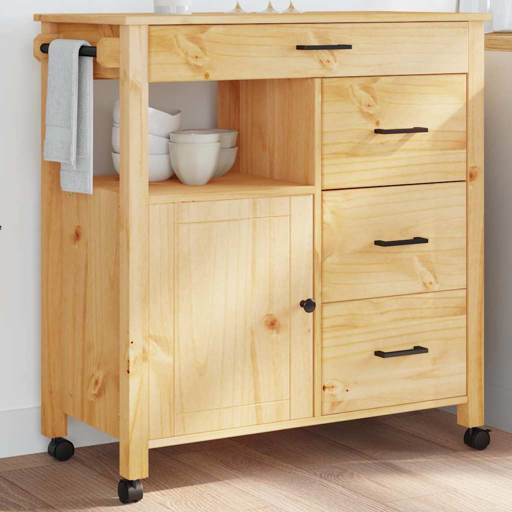 vidaXL Keukentrolley MONZA 84x40x88,5 cm massief grenenhout