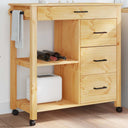 vidaXL Keukentrolley MONZA 84x40x88,5 cm massief grenenhout