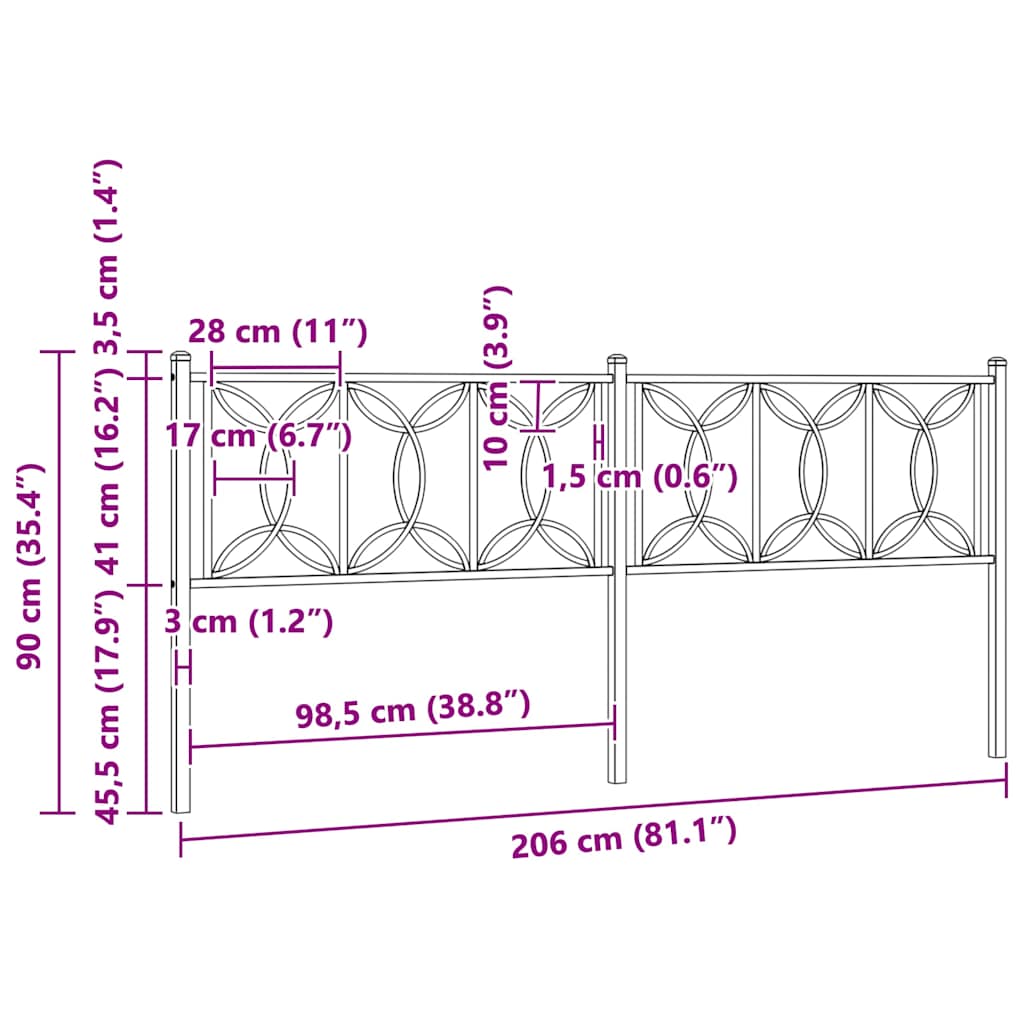 vidaXL Replacement Headboard 100 cm Metal Black