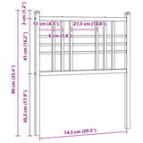 vidaXL Vervangend hoofdbord 75 cm metaal zwart