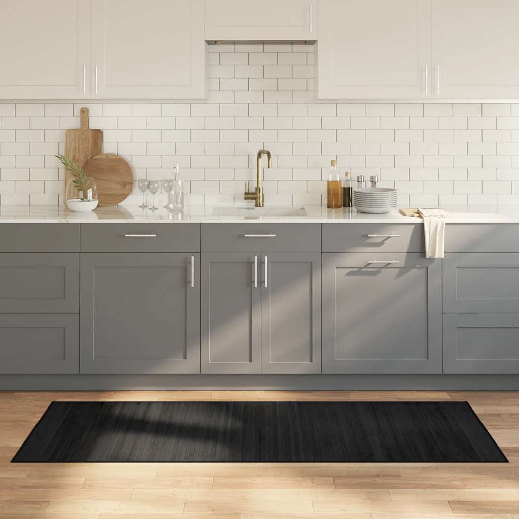 vidaXL Vloerkleed rechthoekig 60x100 cm bamboe zwart