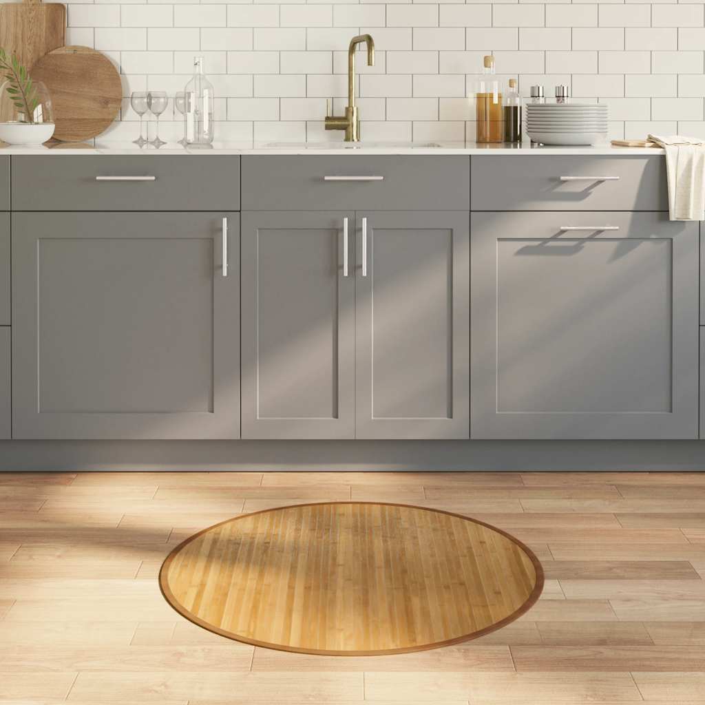 vidaXL Vloerkleed rond 60 cm bamboe zwart
