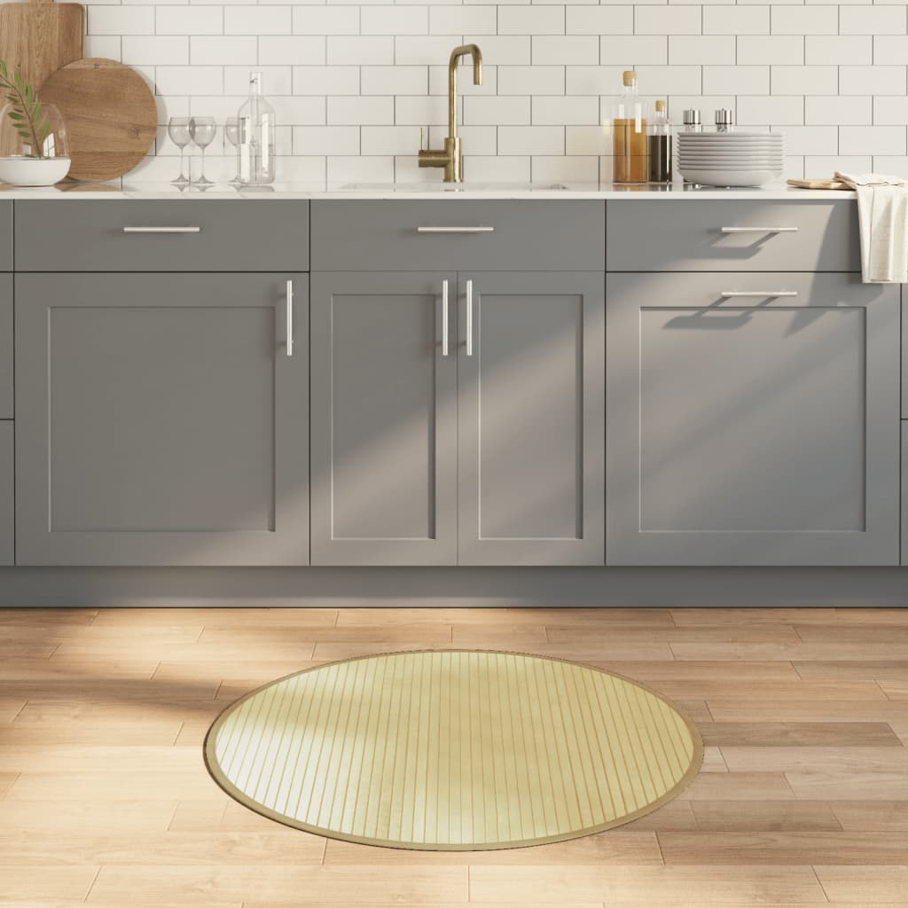 vidaXL Vloerkleed rond 60 cm bamboe zwart