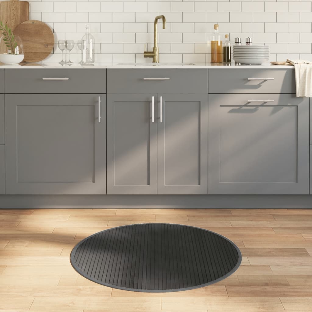vidaXL Vloerkleed rond 60 cm bamboe zwart