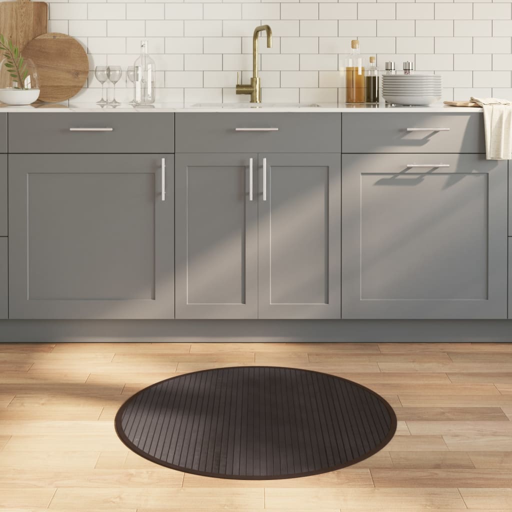vidaXL Vloerkleed rond 60 cm bamboe zwart