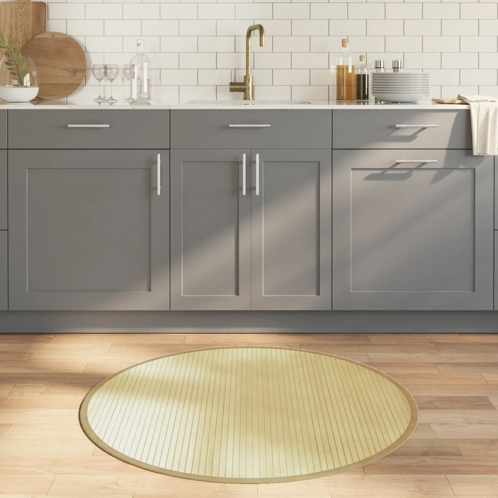 vidaXL Vloerkleed rond 60 cm bamboe zwart