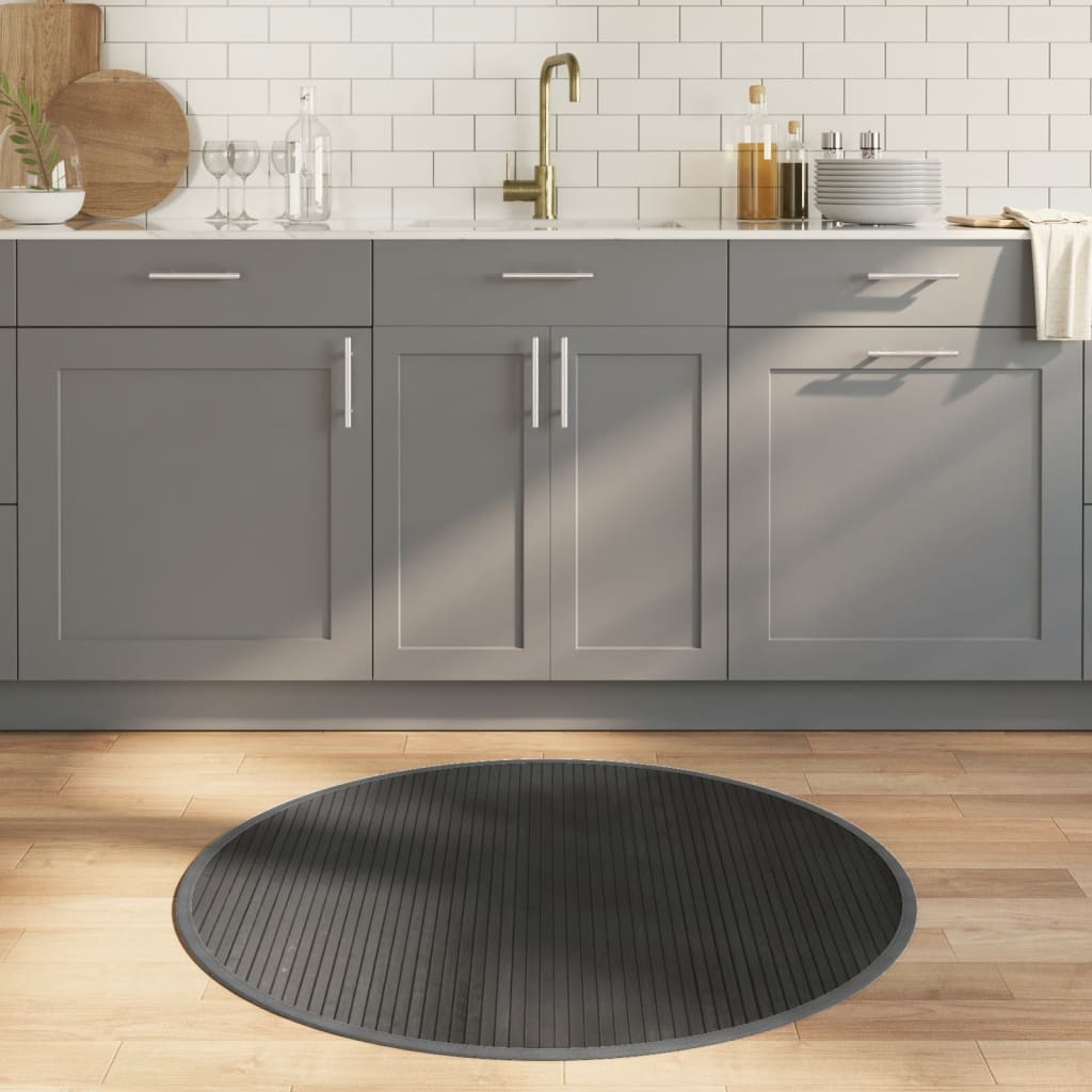 vidaXL Vloerkleed rond 60 cm bamboe zwart