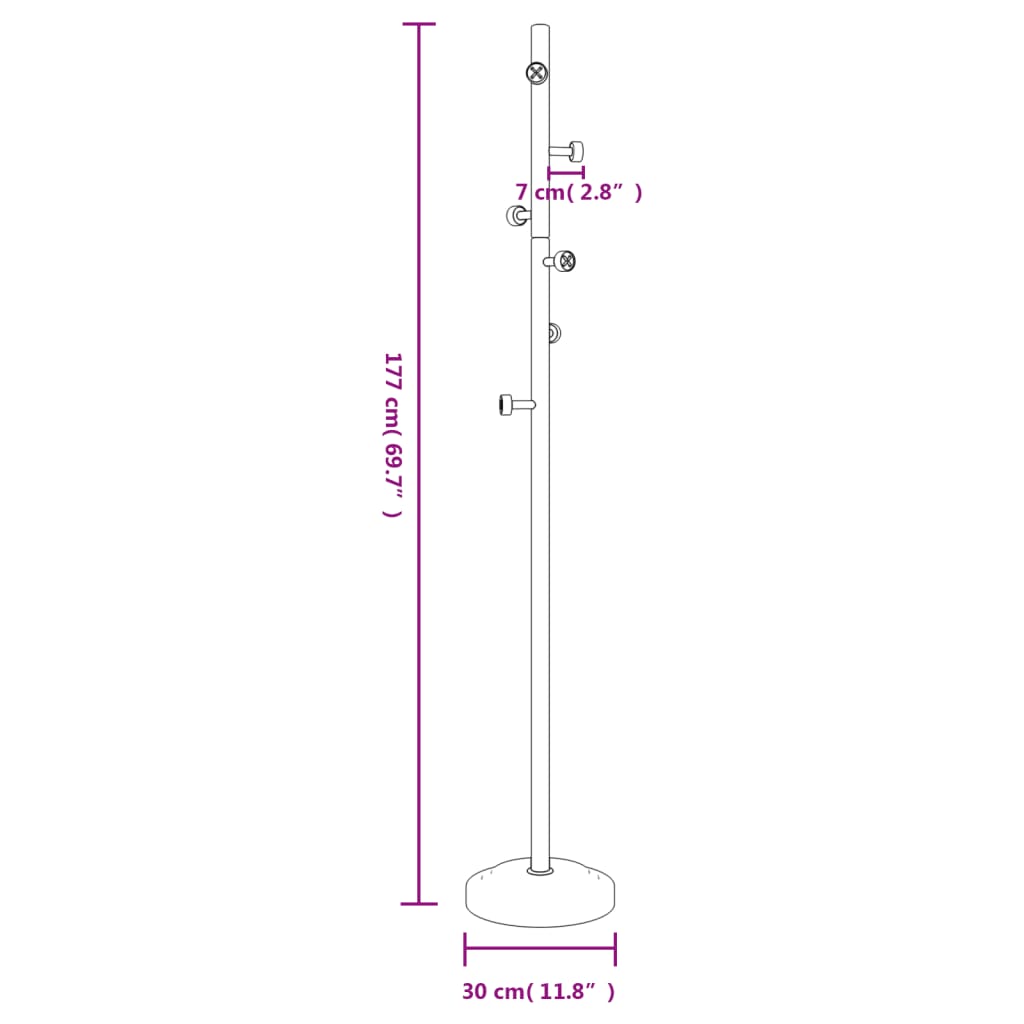 vidaXL Coat Rack 177 cm Powder-Coated Iron Black