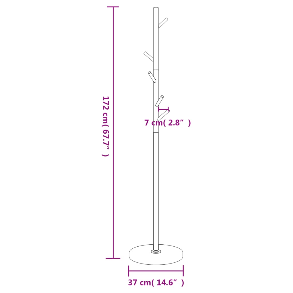 vidaXL Coat Rack 172 cm Powder-Coated Iron Black