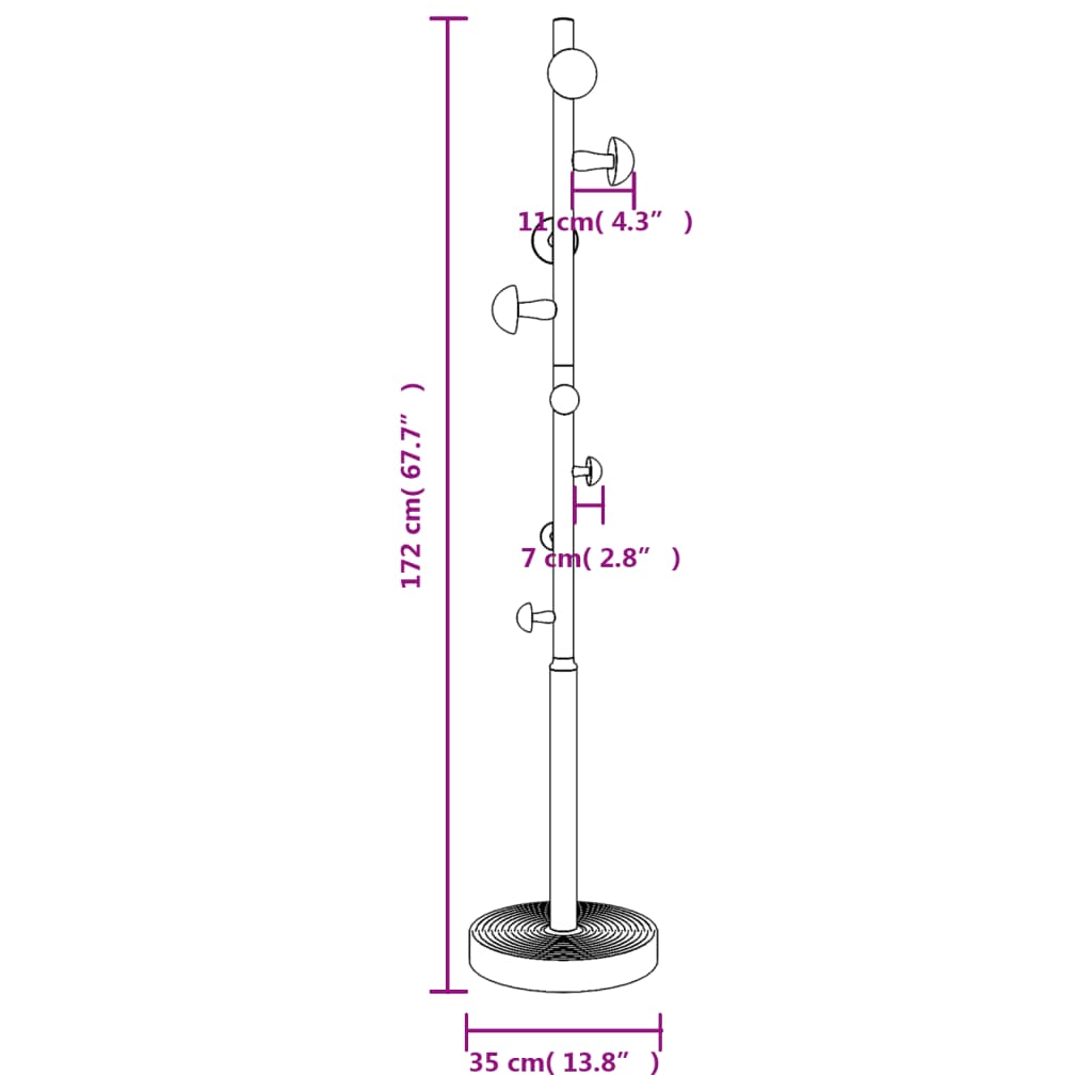 vidaXL Kapstok 172 cm gepoedercoat ijzer wit