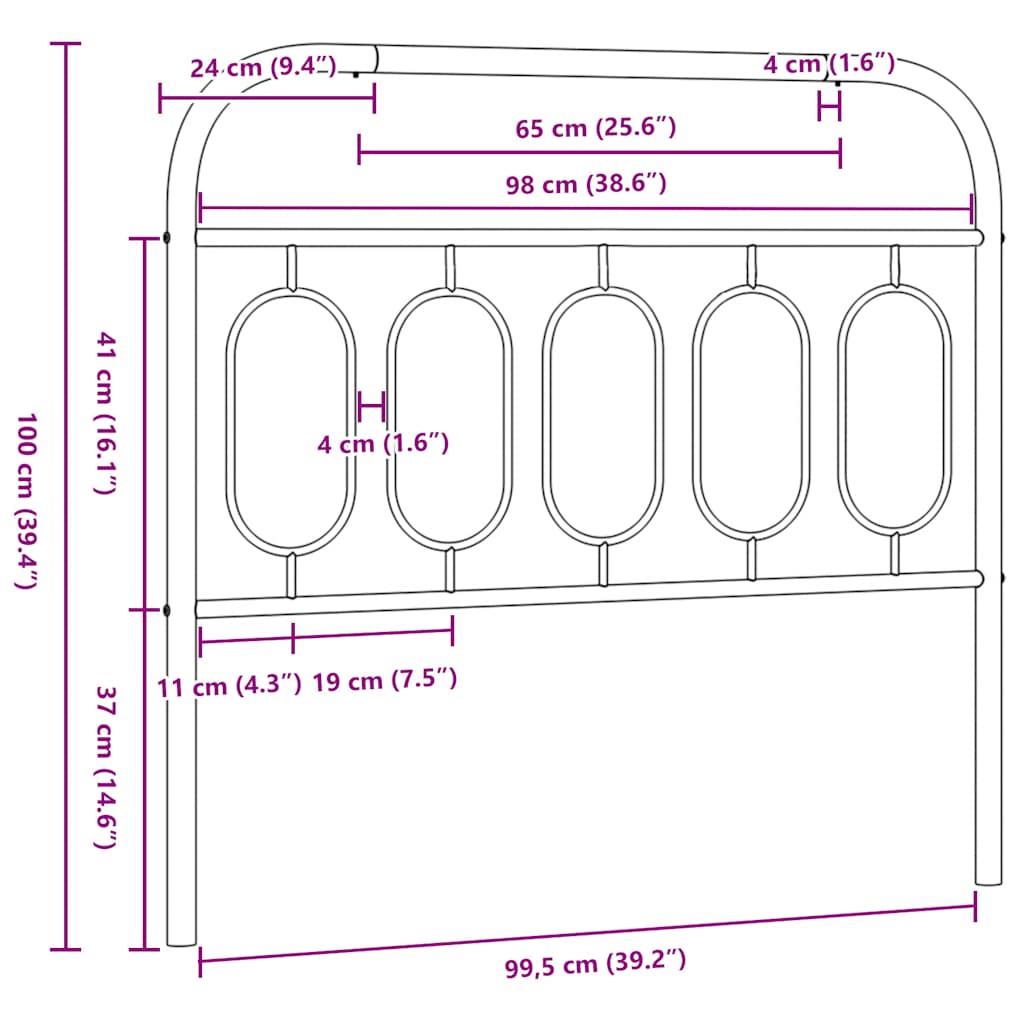 vidaXL Replacement Headboard 75 cm Metal Black