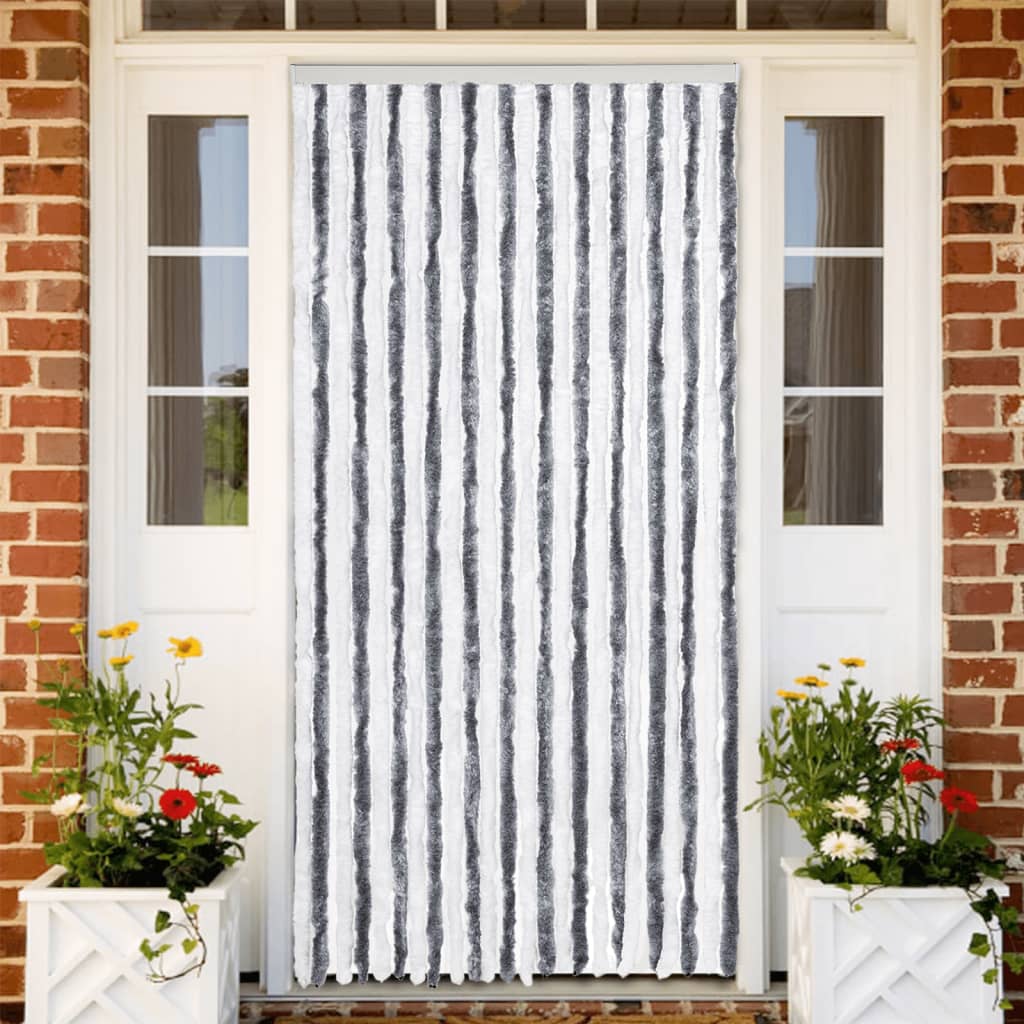 vidaXL Vliegengordijn 90x220 cm chenille beige en lichtbruin