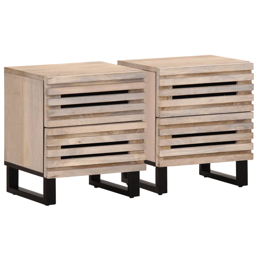 vidaXL Nachtkastje 40x34x46 cm massief ruw mangohout