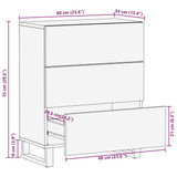 vidaXL Dressoir 60x34x75 cm massief ruw mangohout