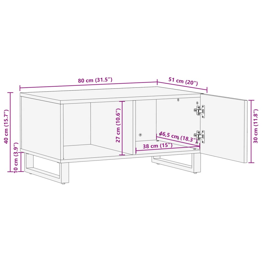 vidaXL Salontafel 80x51x40 cm massief acaciahout