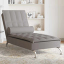 vidaXL Massage chaise longue met bolster stof donkergrijs