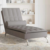 vidaXL Massage chaise longue met bolster stof donkergrijs