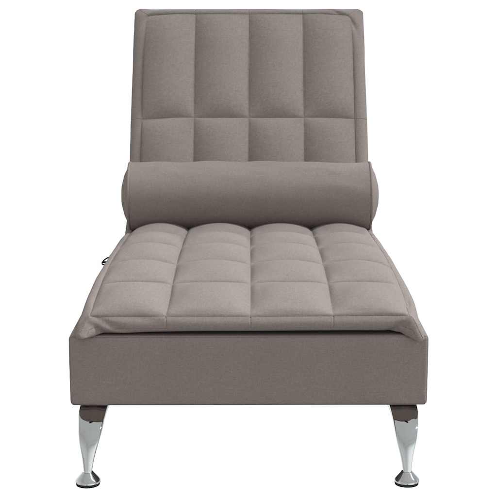 vidaXL Massage chaise longue met bolster stof donkergrijs