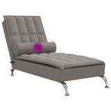 vidaXL Massage chaise longue met bolster stof donkergrijs