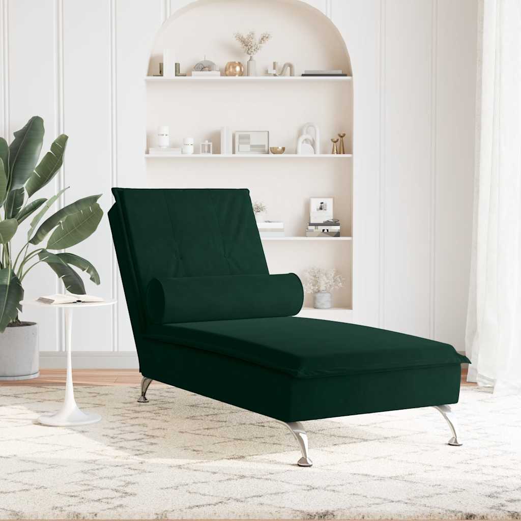 vidaXL Massage chaise longue met bolster fluweel lichtgrijs