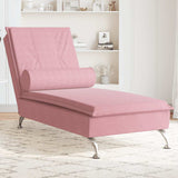 vidaXL Massage chaise longue met bolster fluweel lichtgrijs