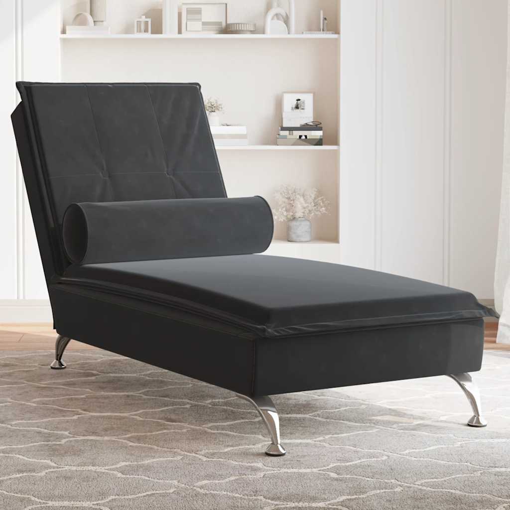 vidaXL Massage chaise longue met bolster fluweel lichtgrijs