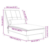 vidaXL Massage chaise longue met bolster fluweel lichtgrijs