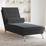 vidaXL Massage chaise longue met bolster fluweel lichtgrijs