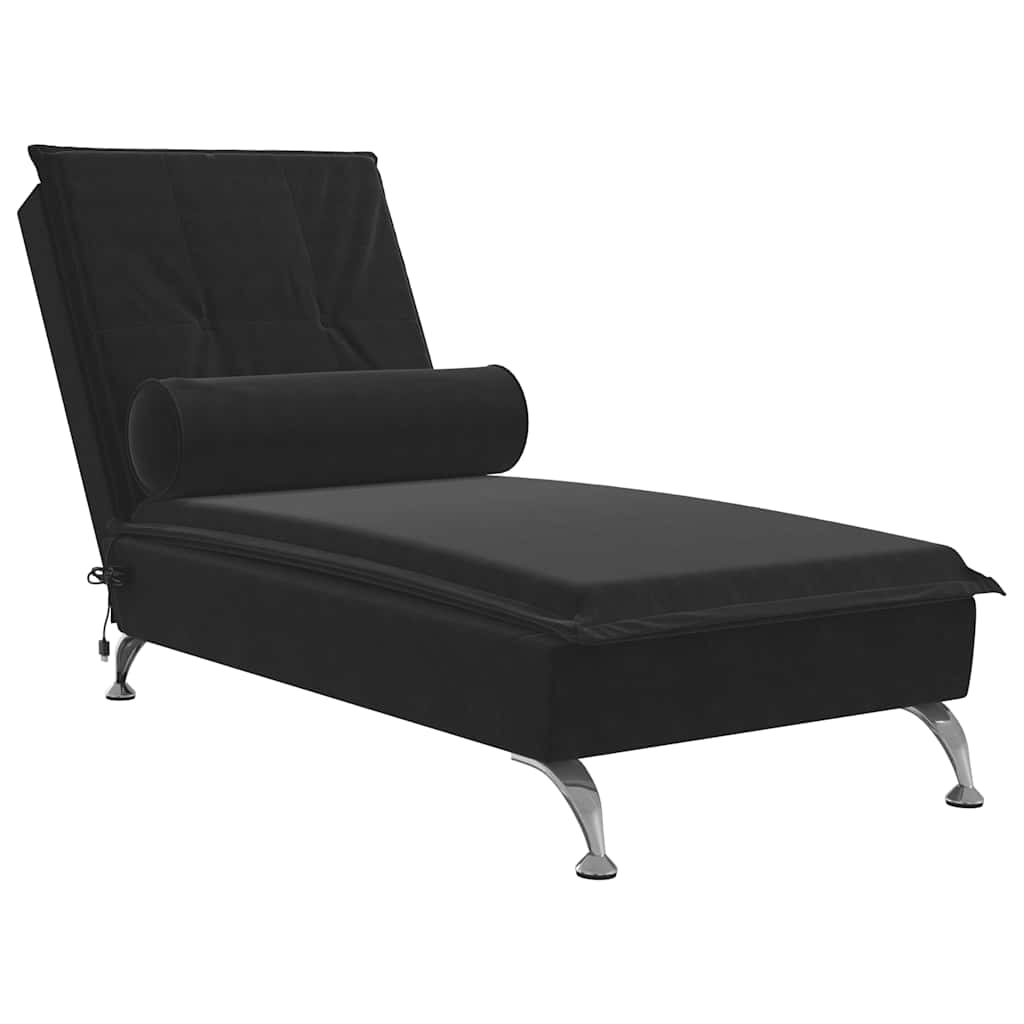 vidaXL Massage chaise longue met bolster fluweel lichtgrijs