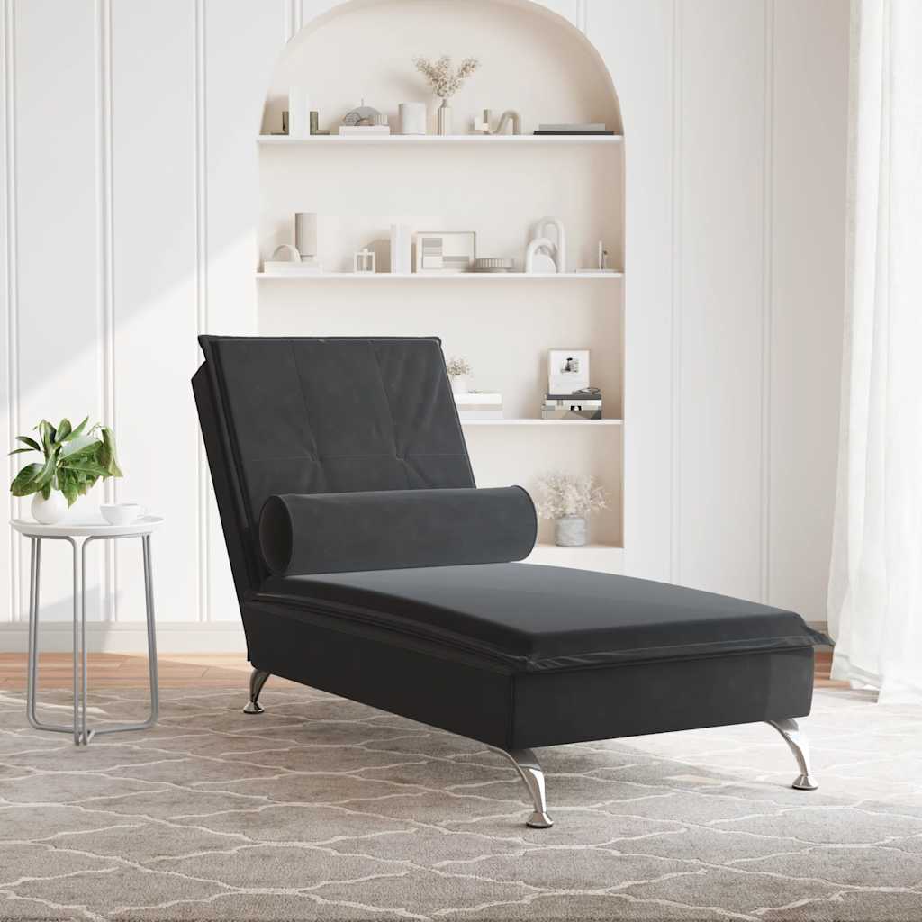 vidaXL Massage chaise longue met bolster fluweel lichtgrijs
