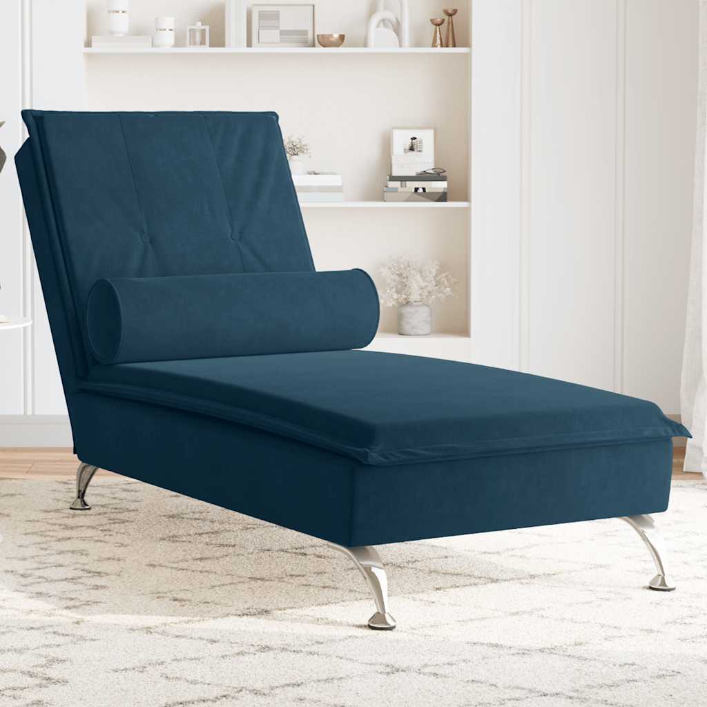 vidaXL Massage chaise longue met bolster fluweel lichtgrijs