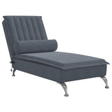 vidaXL Massage Chaise Lounge with Bolster Velvet Light Grey