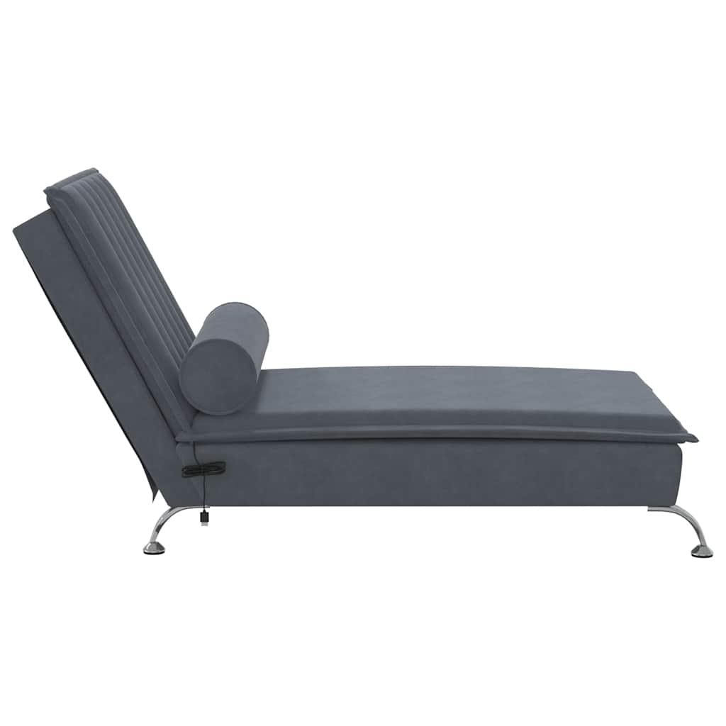 vidaXL Massage Chaise Lounge with Bolster Velvet Light Grey