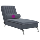 vidaXL Massage Chaise Lounge with Bolster Velvet Light Grey