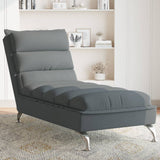 vidaXL Chaise longue met kussens stof lichtgrijs